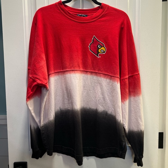 Spirit Jersey University of Louisville Red Black White Tie Shirt. Size Medium. - Picture 2 of 11